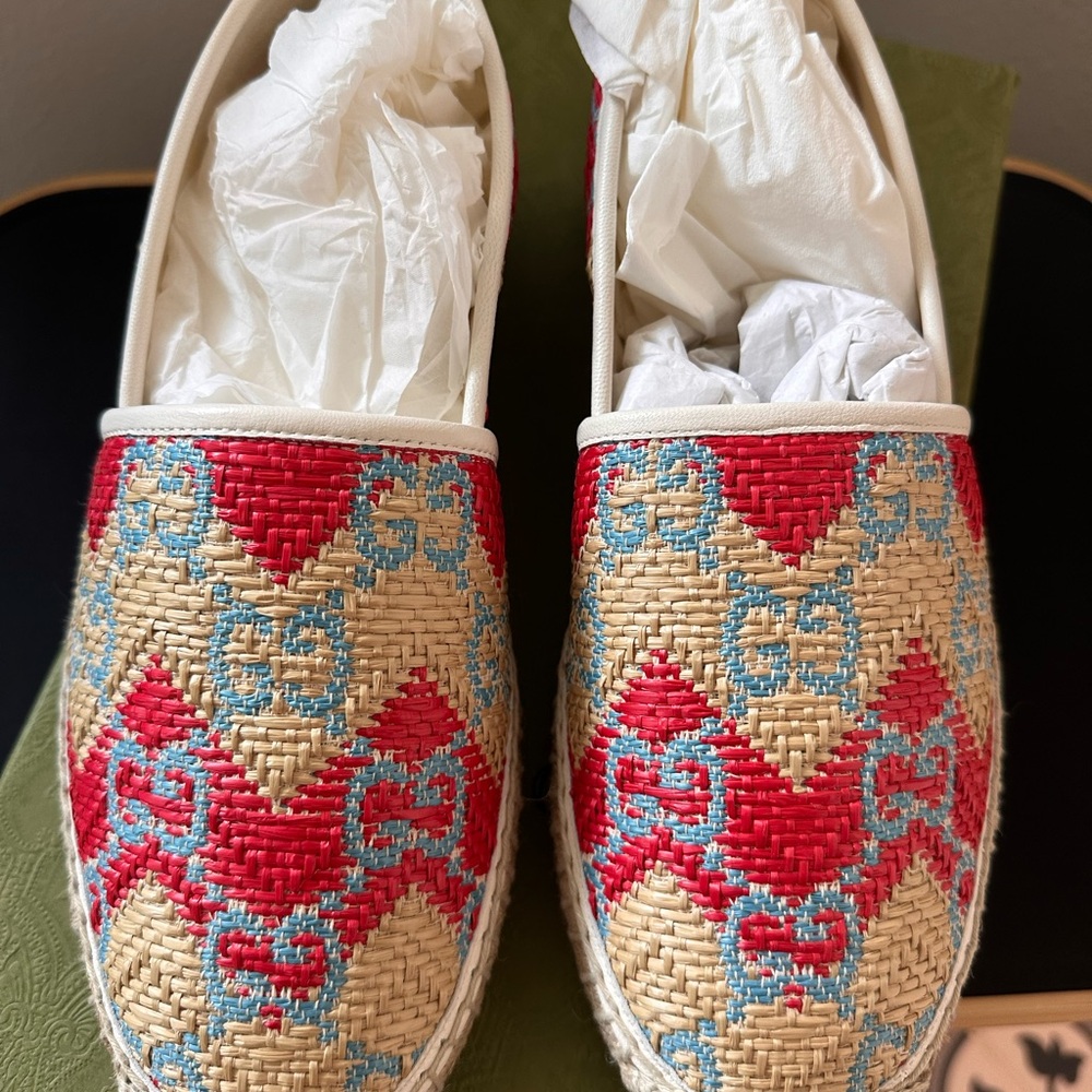 Gucci Red and Beige Espadrilles